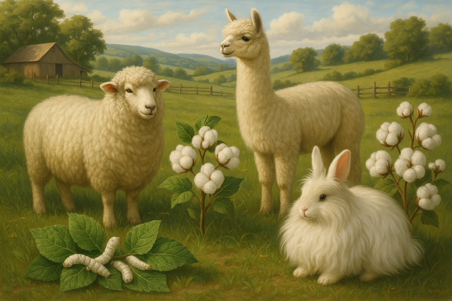 sheep alpaca cotton silkworm angora rabbit